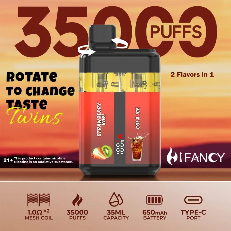 Puff 35k Hifancy 35000 Puffs 2 i 1 Twins Disposable Vape Smart Screen